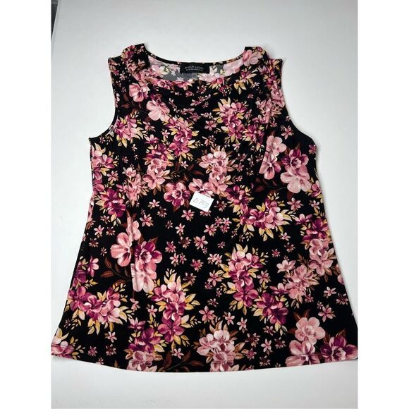Black Label By Evan-Picone Floral Print Top Size L - Picture 5 of 7
